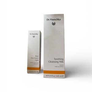 Dr HAUSCHKA Soothing Cleansing Milk 4.9 oz and Rose Day Cream 1 fl oz. bundle.